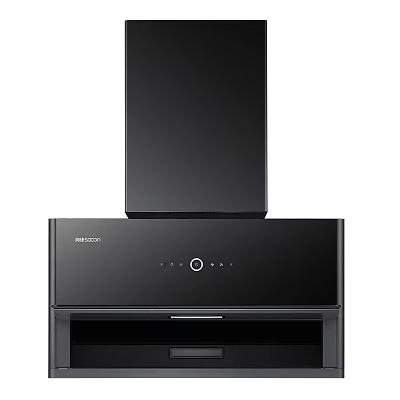 Midea Black Range Hood Modern Kitchen Appliance With Sleek Control Panel 3d model