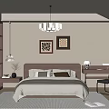 Warm Bedroom Interior Design Featuring Chandelier Wall Paintings Nightstand And Cozy Rug
