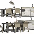 Modern Dining Table and Chair Combination Dining Table and Chair Bar Combination 3d model