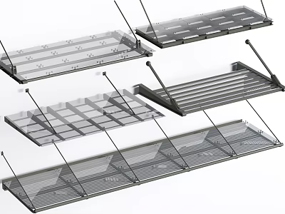 Multiple Styles of Modern Metal Awnings with Grid Patterns and Sturdy Brackets 3d model