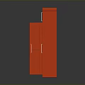 Vibrant Red Storage Cabinet with Multiple Doors One Door Open and Small Top Windows