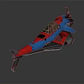 Futuristic Cosmic Aerospace Spacecraft With Red Blue Design And Transparent Cockpit