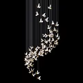 Modern Artistic Bird Shaped Chandelier With White Flying Bird Designs Hanging In Curve