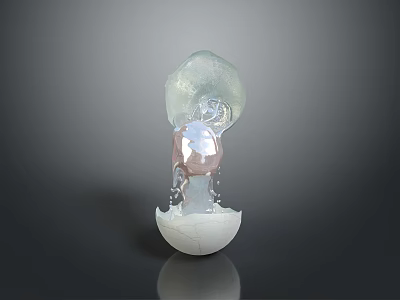 Broken White Eggshell With Shiny Delicate Transparent Sculptural Structure Inside 3d model