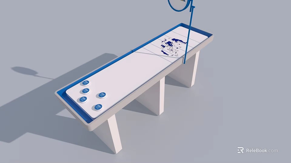 Fun Interactive Play Equipment With White Table Blue Border And Round Buttons 3d model
