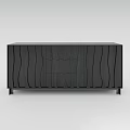 Modern Console Cabinet And Side Cabinet With Wavy Design Matte Black Finish And Metal Legs