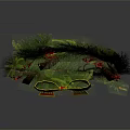Festive Christmas Wreath Decoration With Green Foliage Red Berries And Red Bow Accent