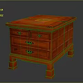 Red Wooden Cabinet With Multiple Drawers Classic Design Square Legs And Carved Details