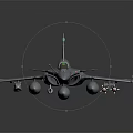 Detailed Gray Military Aircraft Model With Missiles On Dark Background