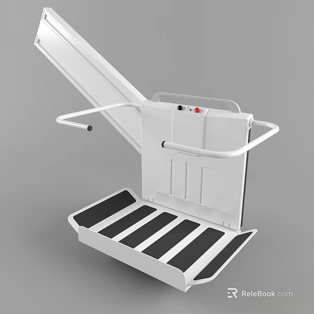 Wheelchair Accessible Elevator With White Design Handrails Platform And Control Panel 3d model 