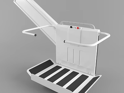 Wheelchair Accessible Elevator With White Design Handrails Platform And Control Panel 3d model