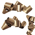 Gold Metal Abstract Wall Decor with Curved Decorative Pieces for Home Interior
