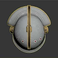 Ancient Weapon Helmet for Warriors with Silver Metal Gold Accents and Red Dots