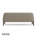 Light Gray Textured Upholstered Sofa Bench With Modern Black Legs Design