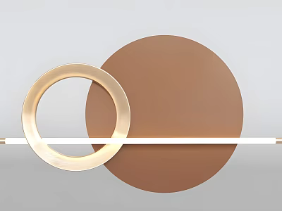 Modern Wall Lamp with Golden Circular Metal Ring and Brown Background Design 3d model