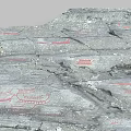Gray Stone Surface With Red Carvings And Wooden Accents For Natural Design