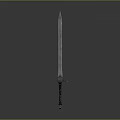 Ancient Medieval Sword With Long Metallic Blade And Ornate Hilt Design