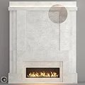 Modern Stone Fireplace Design With Burning Flames And Clean Interior Lines 3d model