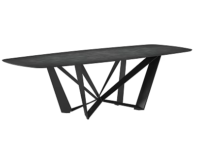 Modern Black Dining Table With Geometric Metal Legs And Unique Design 3d model