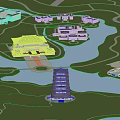Detailed Aerial Planning of Urban City With River and Building Layout