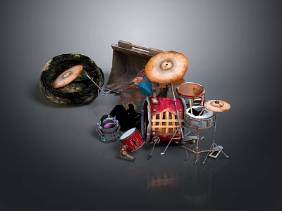 High Quality Professional Drum Set Equipment With Cymbals Sticks And Hardware 3d model