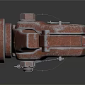Rusted Red Industrial Metal Connector Hook With Chain And Bolt