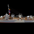 Military Warship Deck Displaying Colorful Flags Naval Guns And Upper Structure Details