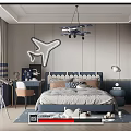 Cozy Kids Bedroom Interior With Blue Headboard Airplane Decor Telescope And Soft Rug