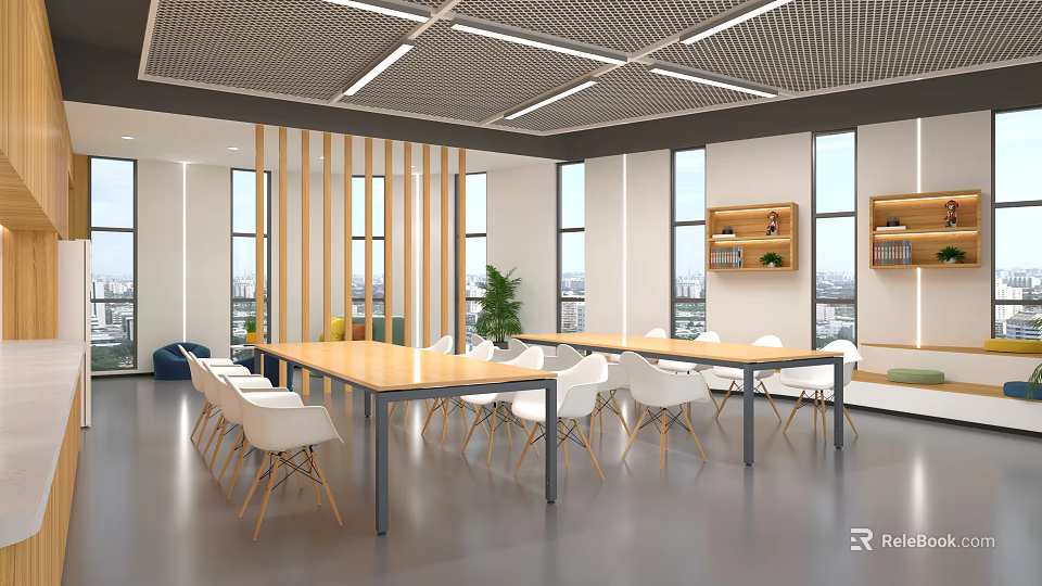 Stylish Elevator Hallway Interior With Bright Ceiling Lights And Smooth Ceramic Flooring Design 3d model