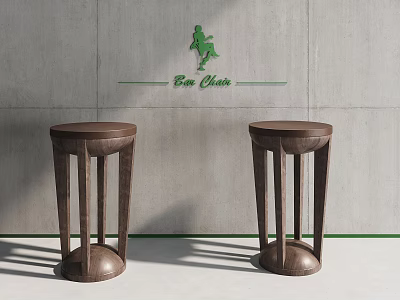 Quiet Ancient Bar Chair Wooden Chair Wooden Stool 3d model