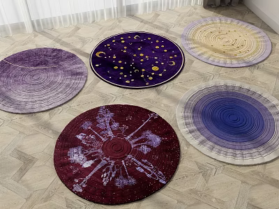 Round Rugs With Various Patterns And Colors 3d model