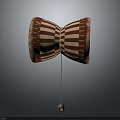 Red And White Striped Wooden Handheld Percussion Drum With Stick And Ball