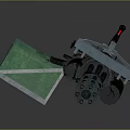 Mechanical Weapon With Multiple Barrels Green Component And Red Indicator Light 3d model