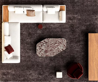 Minotti Sofa Coffee Table Combination Corner Sofa Living Room Sofa Super Moon Sofa 3d model