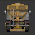 Yellow And Gray Snow Removal Truck With Front Plow And Striped Cargo Bed