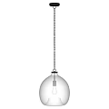 Modern Minimalist Pendant Light With Black Chain And Transparent Glass Shade