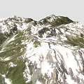 Scenic Garden Landscape With Snowy Peaks And Lush Green Mountain Slopes