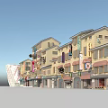 Vibrant Commercial Street With Multi Story Buildings Colorful Signboards And Retail Shops