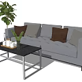 Gray Multi Seat Sofa With Mixed Color Cushions And Black Coffee Table In Living Room
