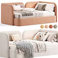 Modern Kids Bed In Pink And White With Soft Pillows Cozy Blankets And Color Options