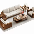 Modern Sofa and Coffee Table Set with Wooden Frame Light Upholstery and Accent Chairs