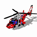 Red White Blue Building Blocks Helicopter Models With Rotors And Fuselage Design 3d model