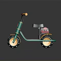 Colorful Children's Toy Motorcycle With Black Seat Yellow Wheels Red Engine And Green Frame