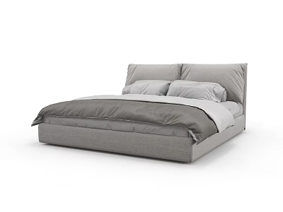 Modern Upholstered Gray Children's Bed With Soft Mattress Pillow And Simple Design 3d model