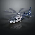 Modern Luxury Helicopter With Rotating Rotors White Blue Fuselage And Spacious Cockpit Design