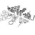 Various Mechanical Equipment Components Including Gears Washers Bolts Nuts And Spacers