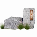 Natural Decorative Stones With Wooden Plaque And Surrounding Green Grass