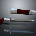 Traditional Decorative Dagger With Red Handle Silver Blade And Ornate Metallic Sheath
