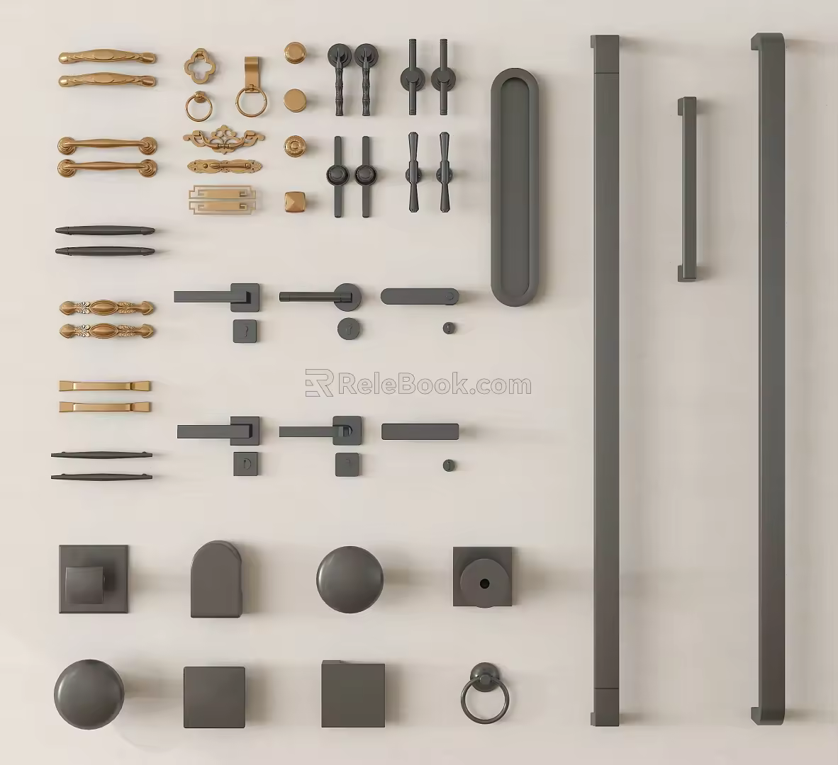 Modern door handle door handle long handle wardrobe handle 3d model