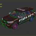 Black Police SUV With Red Blue Lights And POLICE Logo On Exterior